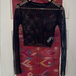 Streetwear Society Black Fishnet Crop Top